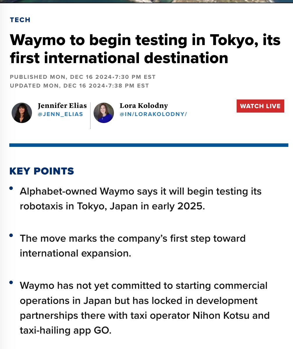 Waymo Robo Taxis in Tokyo Raise Europe Questions