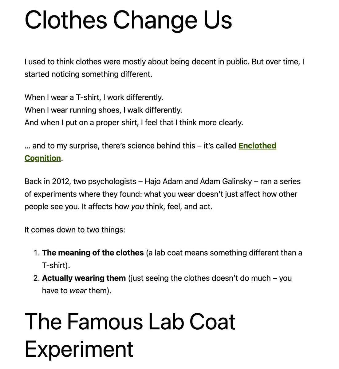 Clothes Change Us and Shape How We Think